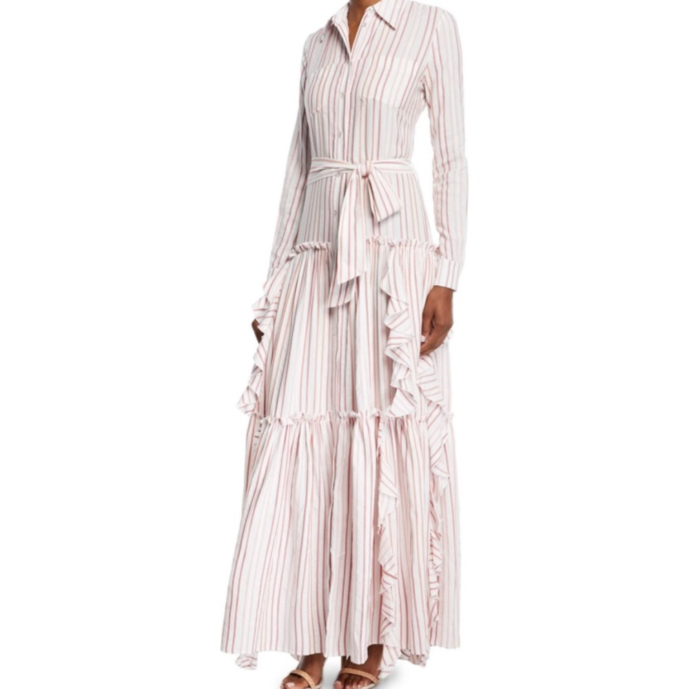 Alexis belted maxi shirt dress